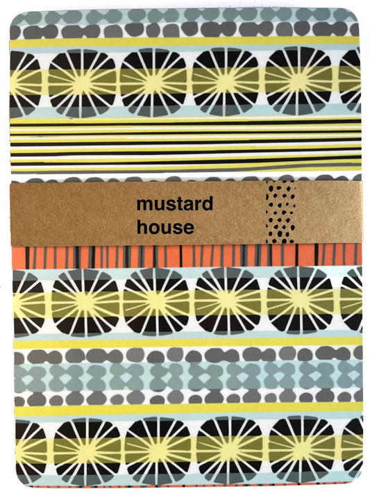 Set of 4 printed placemats-Sunburst stripe print