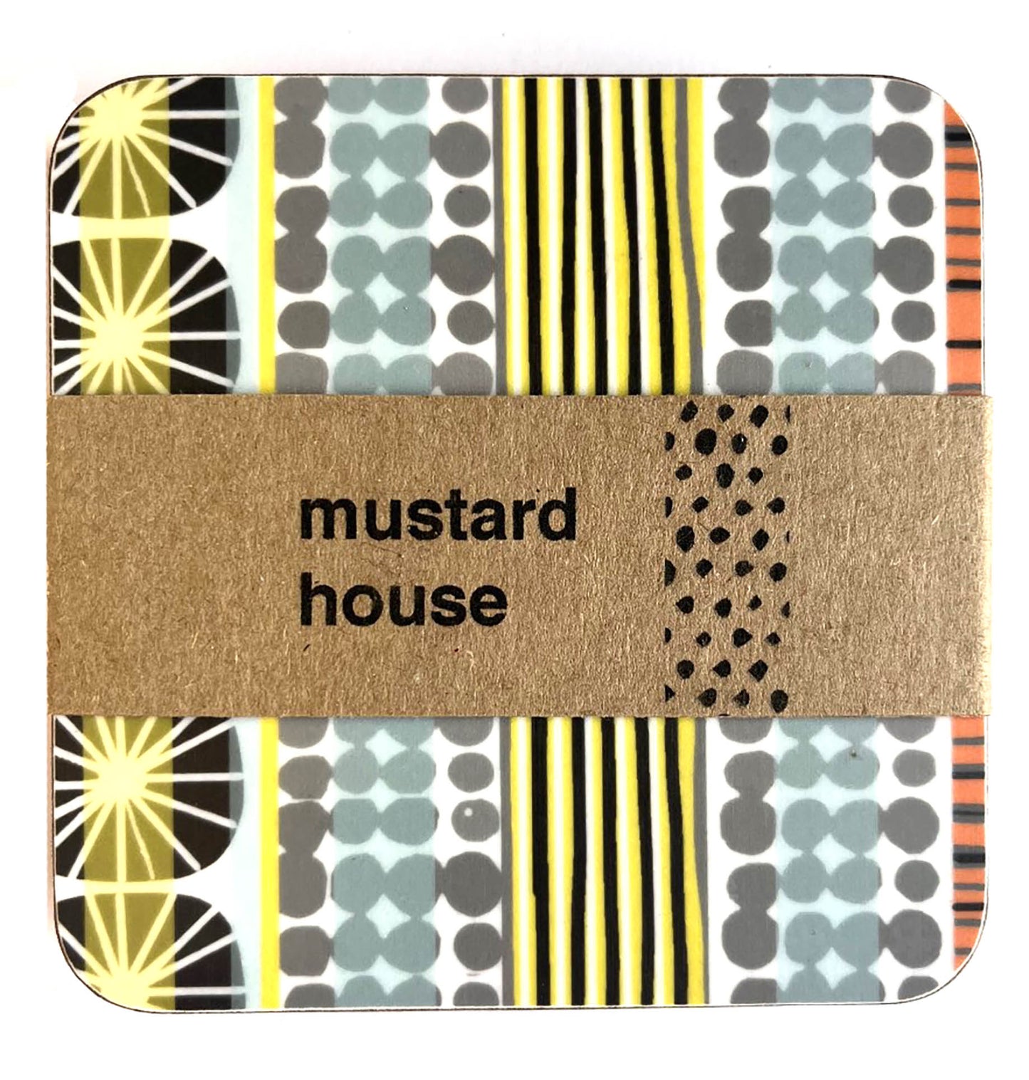 Set of 4 printed coasters-Sunburst stripe print