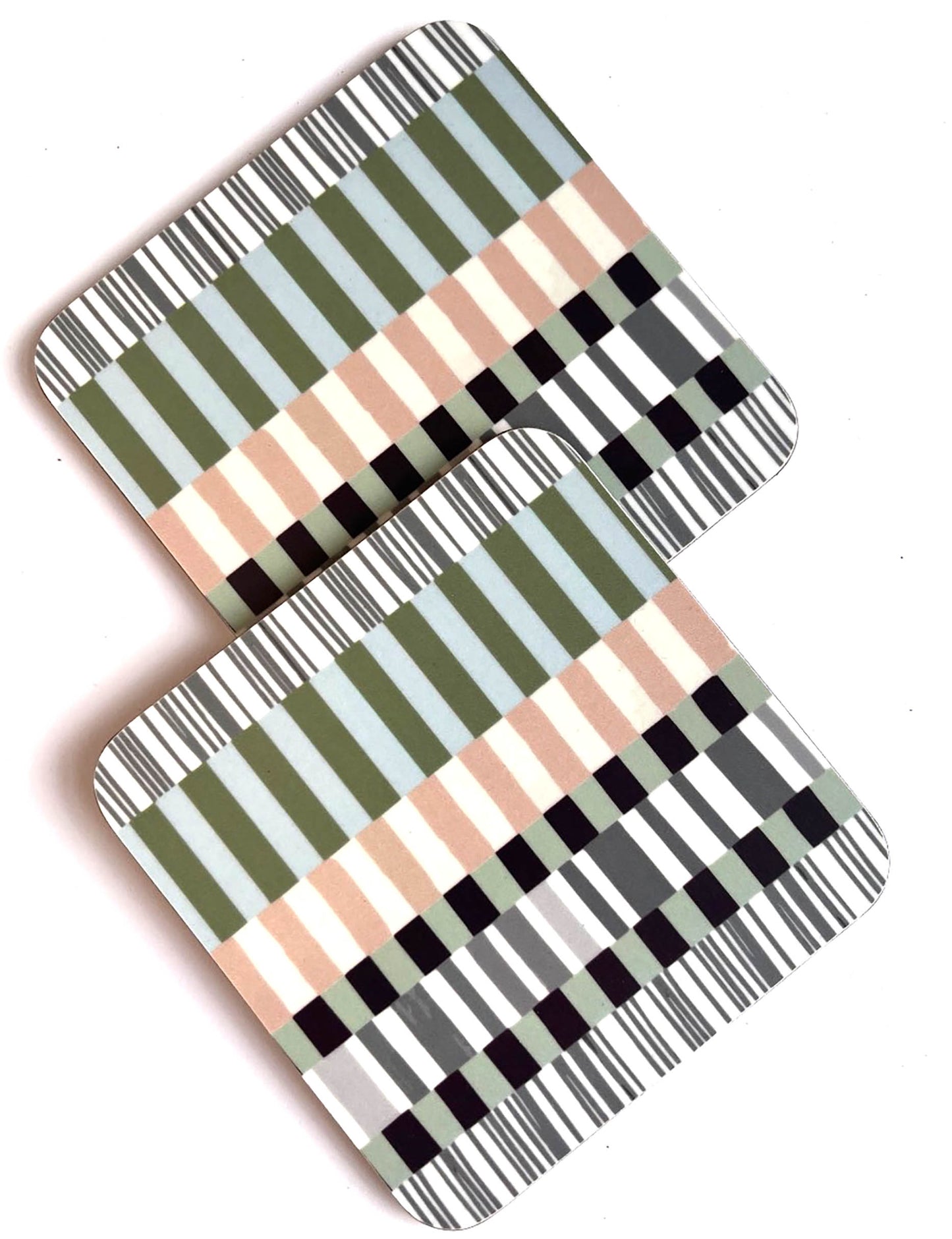 Set of 4 printed coasters-Weave stripe print