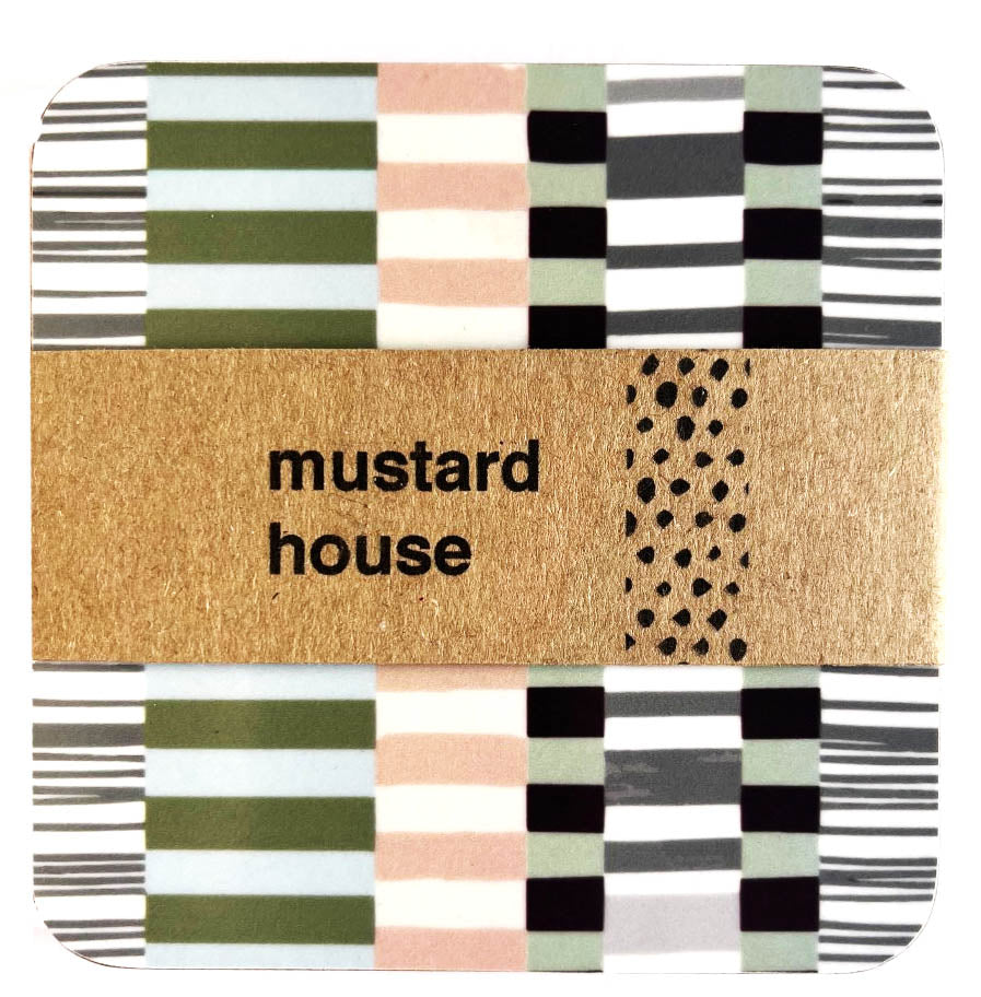 Set of 4 printed coasters-Weave stripe print