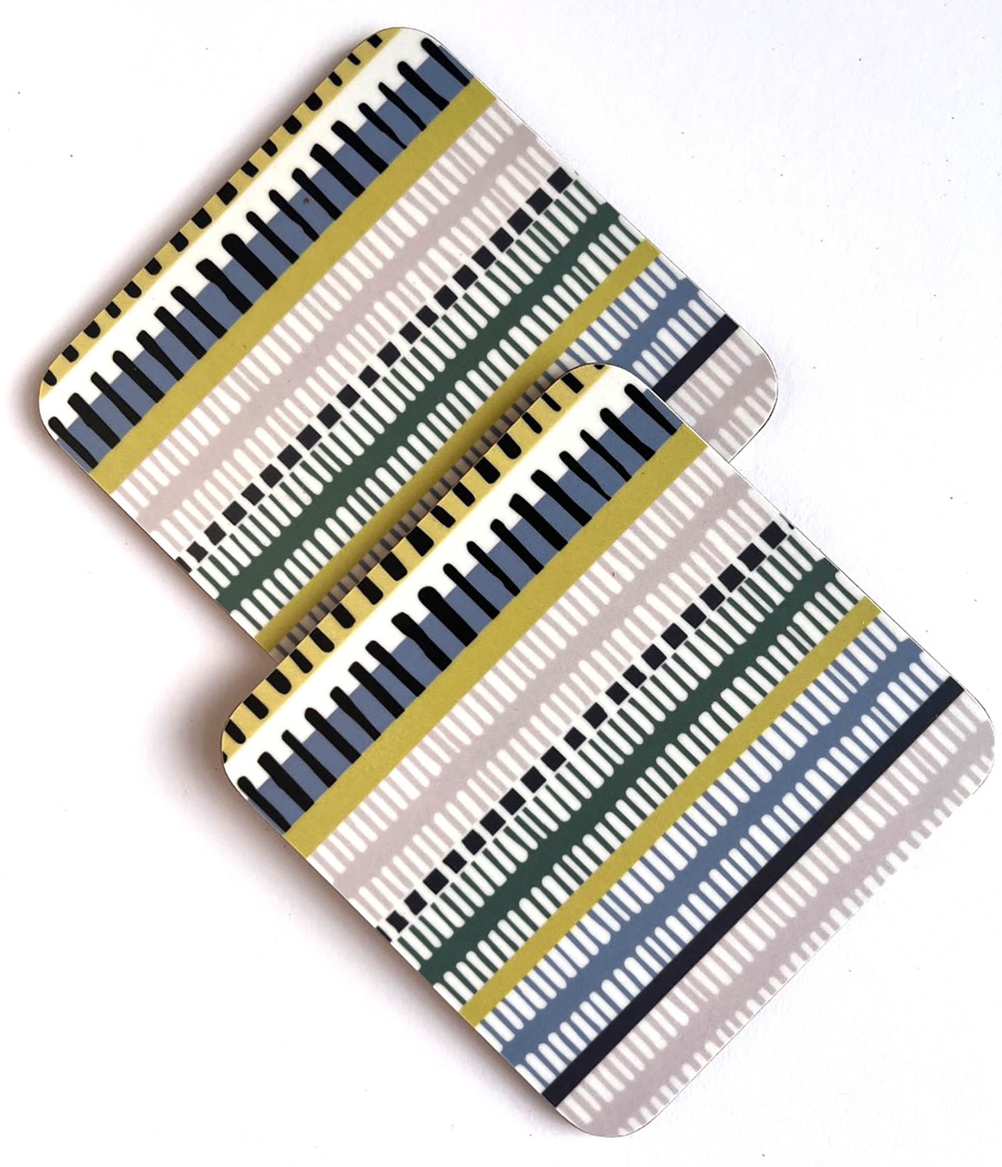 Set of 4 printed coasters-Woven stripe stripe print